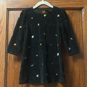 Vintage Toddler Girl Velvet Embroidered Halloween Dress Size 2T